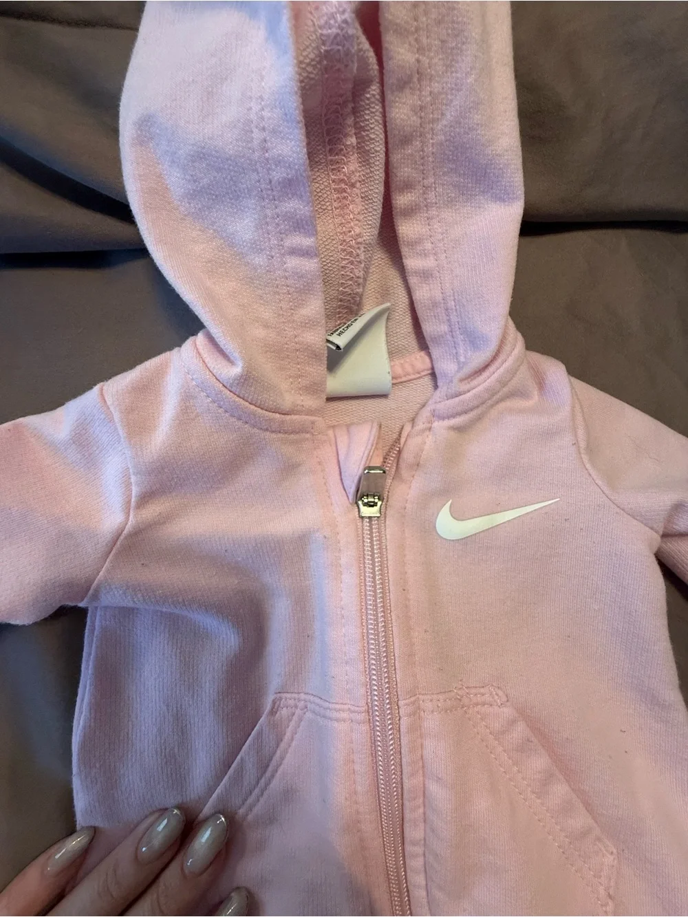Nike Light Pink Hooded Baby One-Piece Footie
